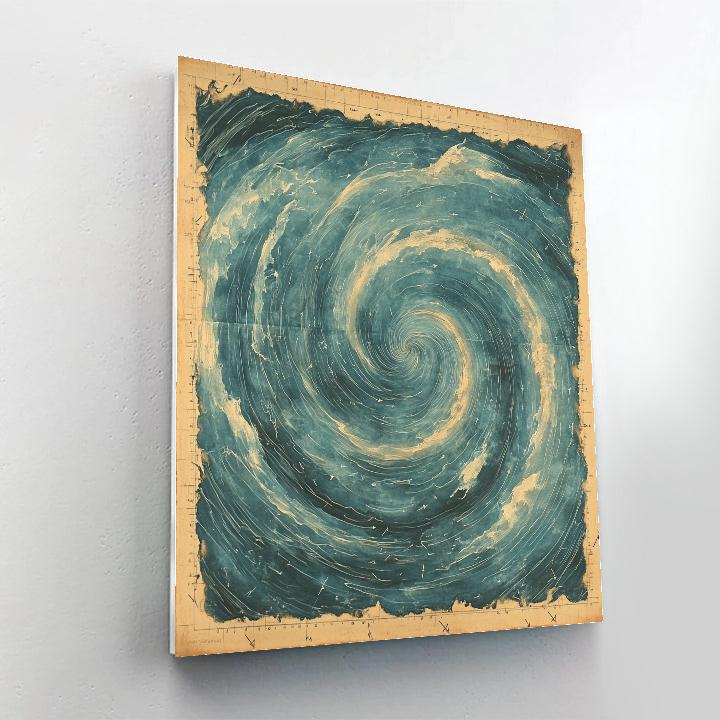 Leonardo Da Vinci Inspired Oceanic Whirlpool Diagram Number painting