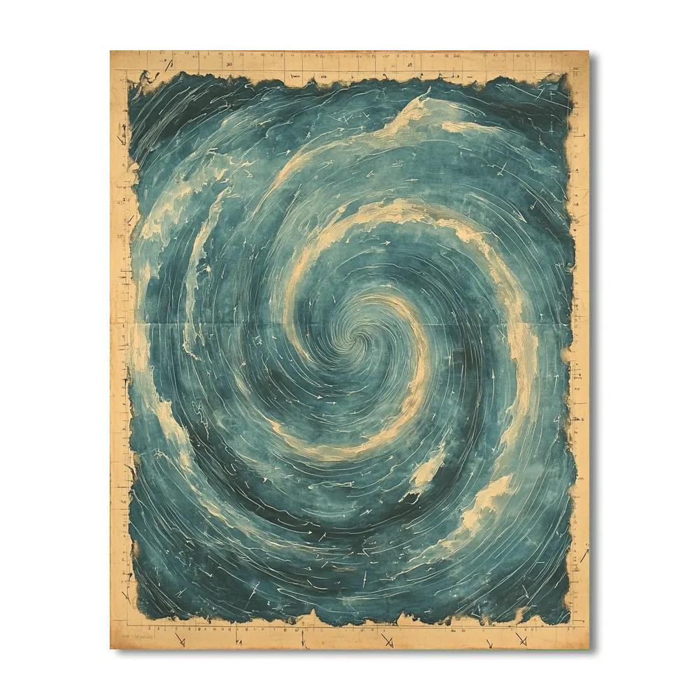 Leonardo Da Vinci Inspired Oceanic Whirlpool Diagram Number painting