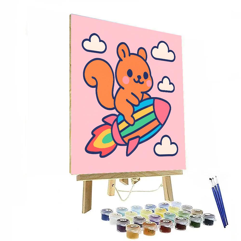 Rainbow Rocket Squirrel Paint by numbers kits