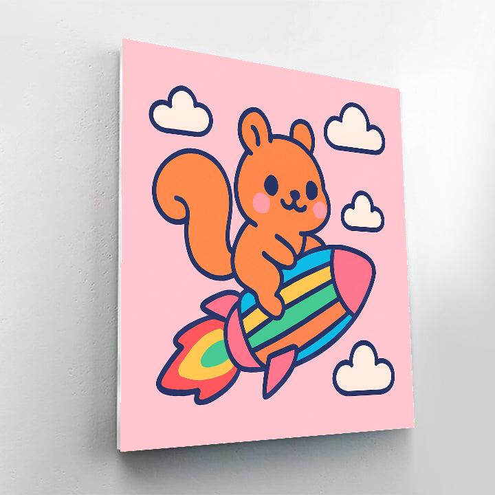 Rainbow Rocket Squirrel Paint by numbers kits