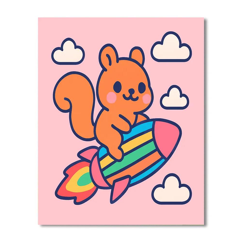 Rainbow Rocket Squirrel Paint by numbers kits