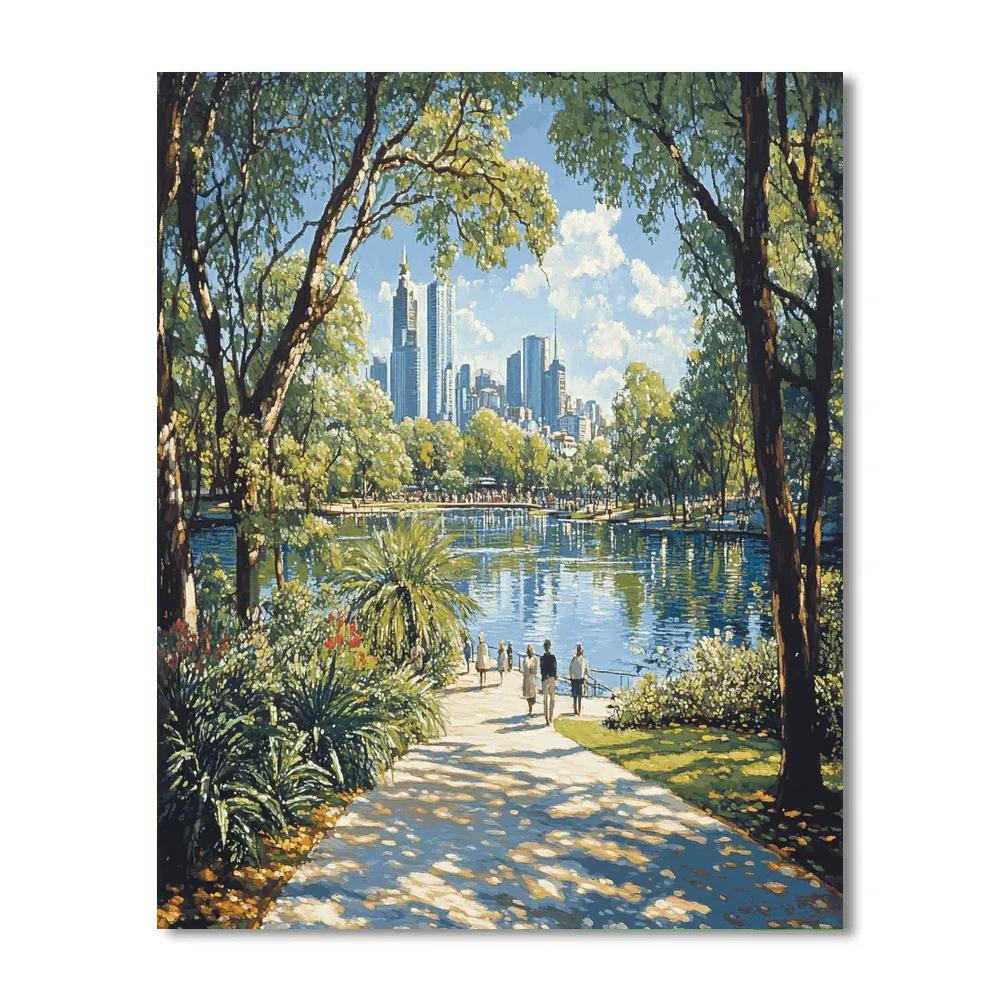 Royal Botanic Gardens Melbourne Lakeside Australia Painting by numbers kit