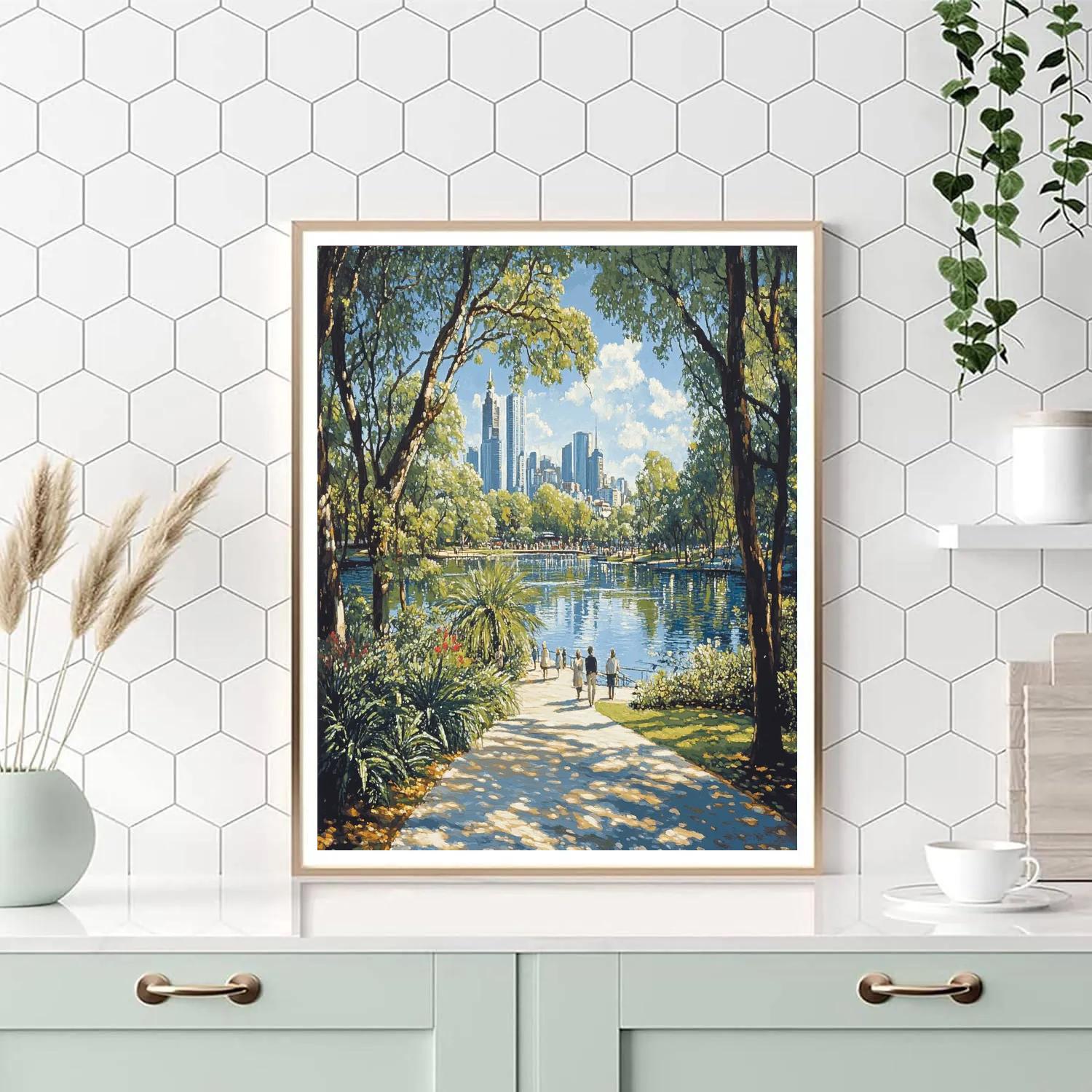 Royal Botanic Gardens Melbourne Lakeside Australia Painting by numbers kit