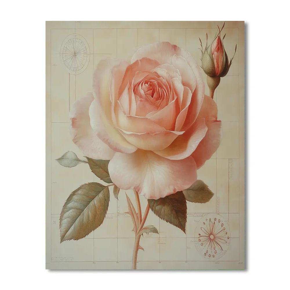 Leonardo Da Vinci Inspired Rose And Seed Pod Study DIY paint by numbers