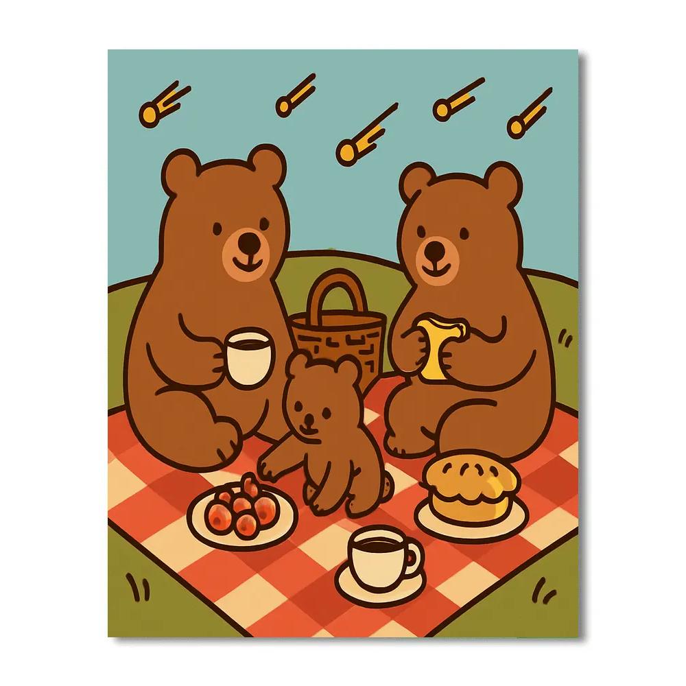 Stellar Picnic Bears paint by numbers