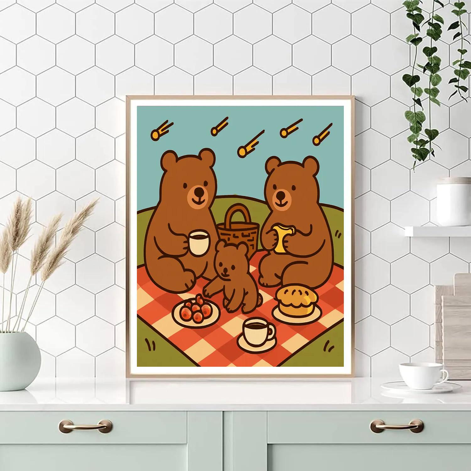Stellar Picnic Bears paint by numbers