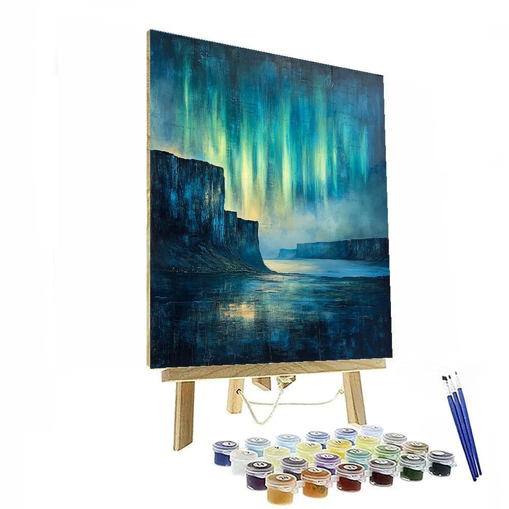 Leonardo Da Vinci Inspired Aurora Over Fjord Paint by numbers art