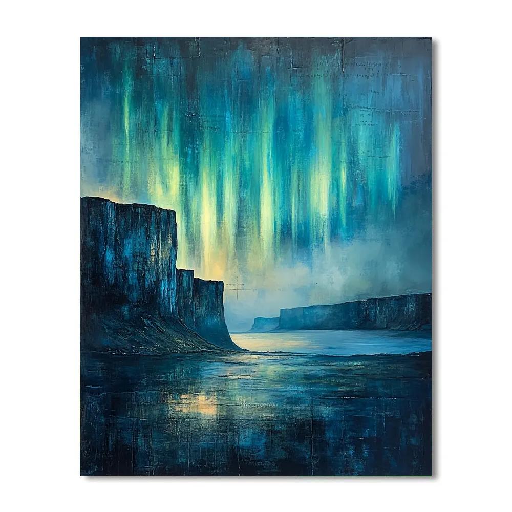Leonardo Da Vinci Inspired Aurora Over Fjord Paint by numbers art