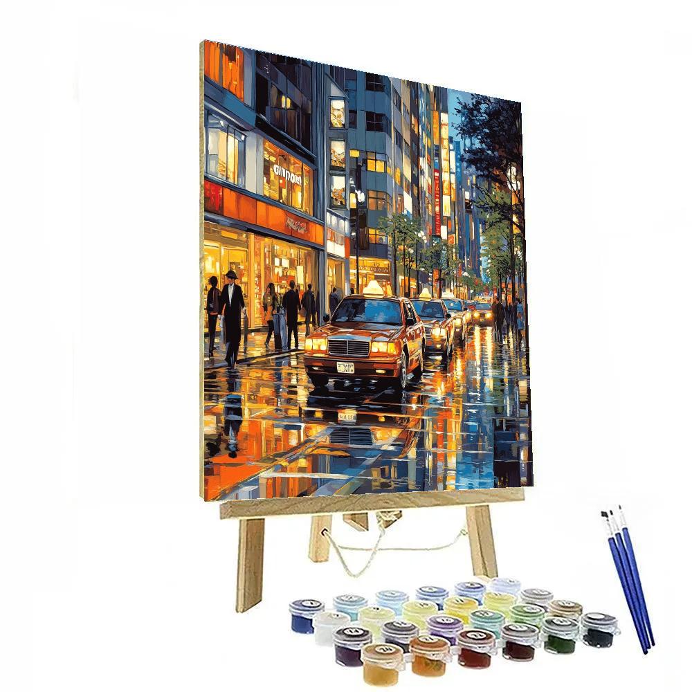 Ginza Shopping District Neon Evening Tokyo Japan Numbered painting kits