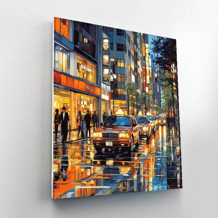 Ginza Shopping District Neon Evening Tokyo Japan Numbered painting kits