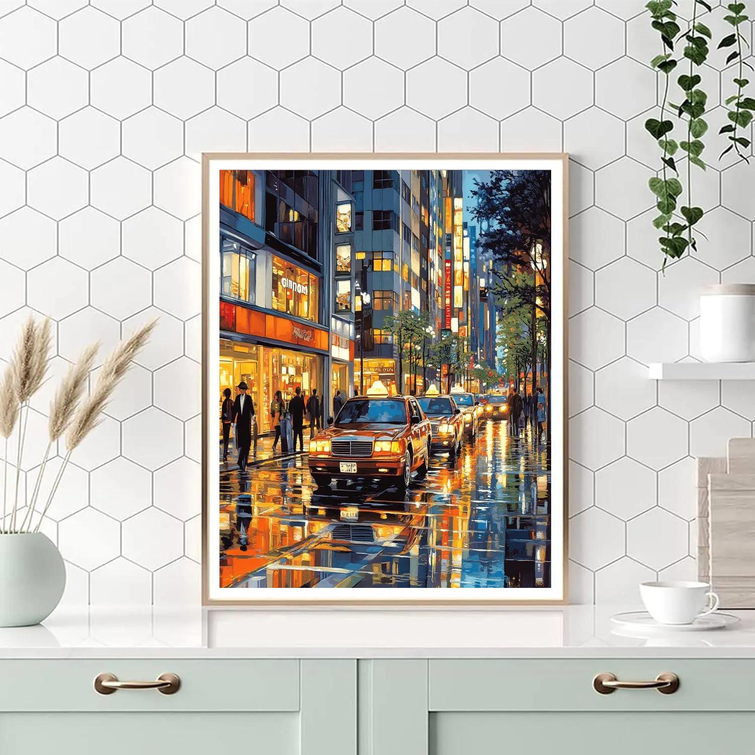 Ginza Shopping District Neon Evening Tokyo Japan Numbered painting kits