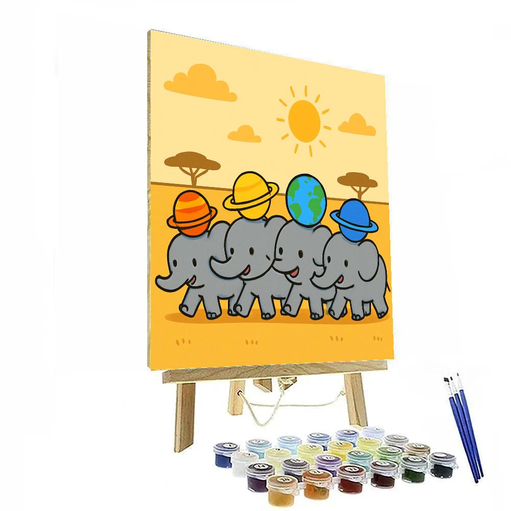 Planetary Parade Elephants Numbered painting kits
