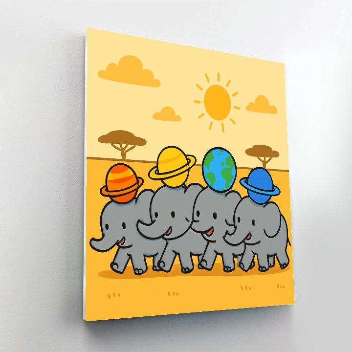 Planetary Parade Elephants Numbered painting kits
