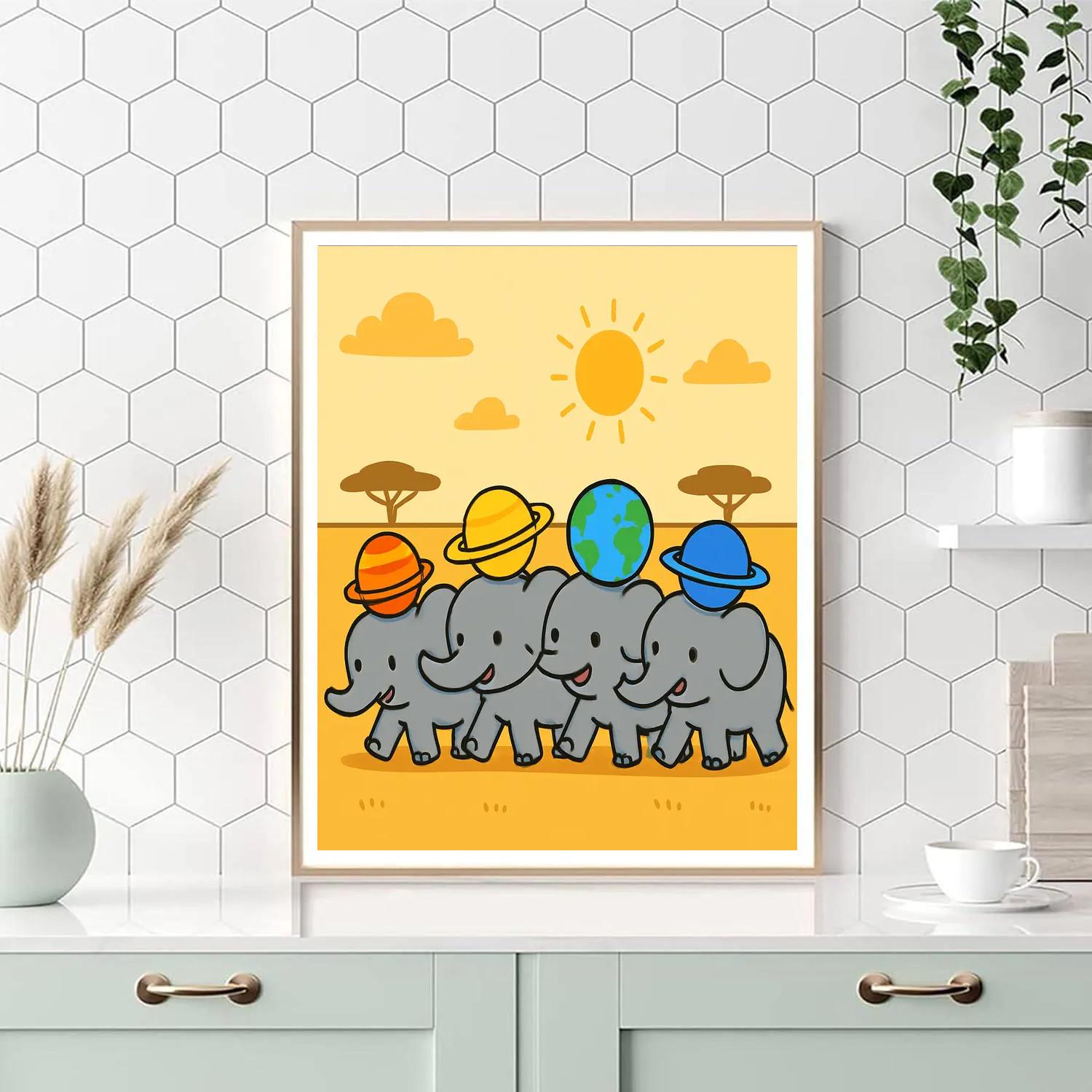 Planetary Parade Elephants Numbered painting kits
