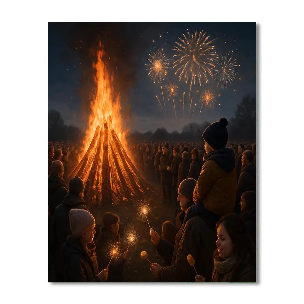 Bonfire Night Guy Fawkes Celebration paint by color