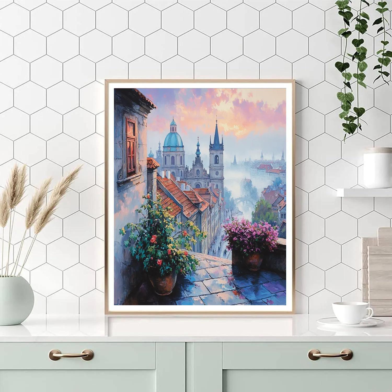 Prague Castle Rooftops Panorama Prague Czech Republic Paint by numbers kits