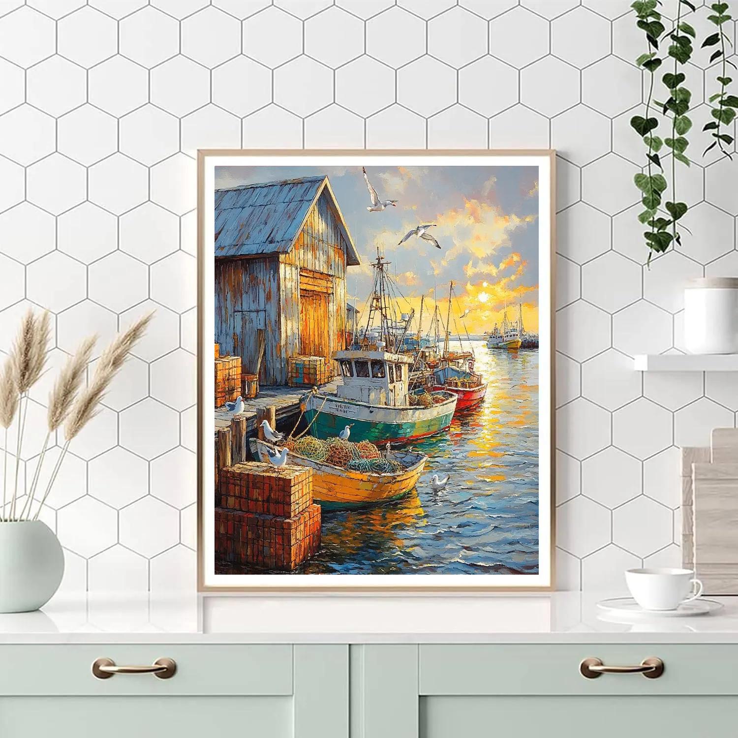 Fremantle Fishing Boat Harbor Western Australia Numbered painting kits