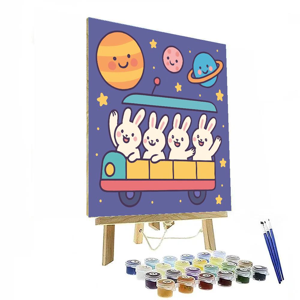 Space Train Rabbits Paint by numbers art