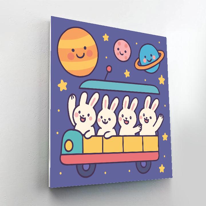Space Train Rabbits Paint by numbers art