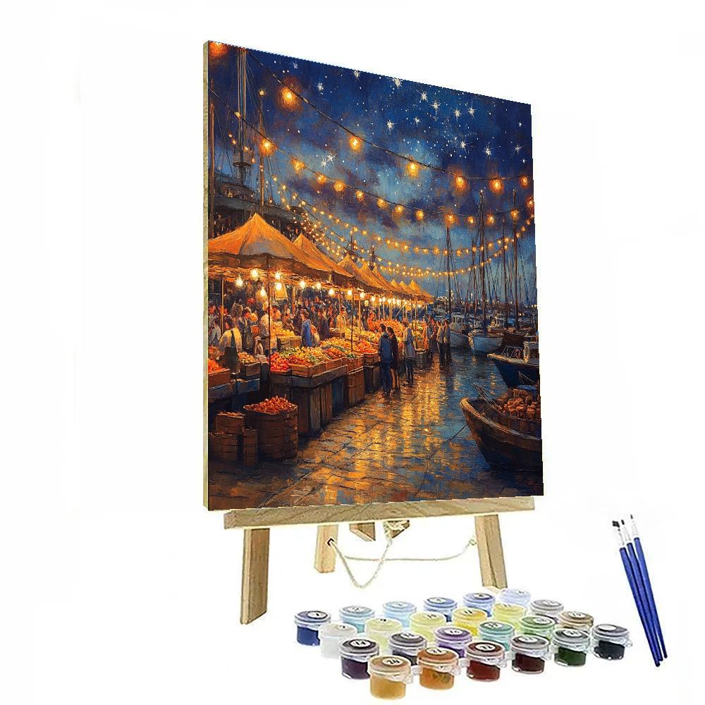 Vieux Port Night Market Marseille France Number painting