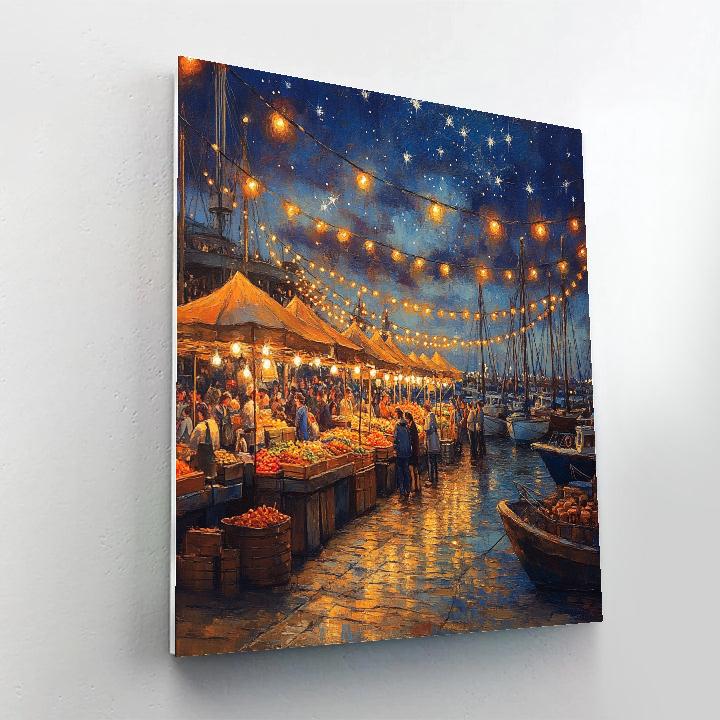Vieux Port Night Market Marseille France Number painting