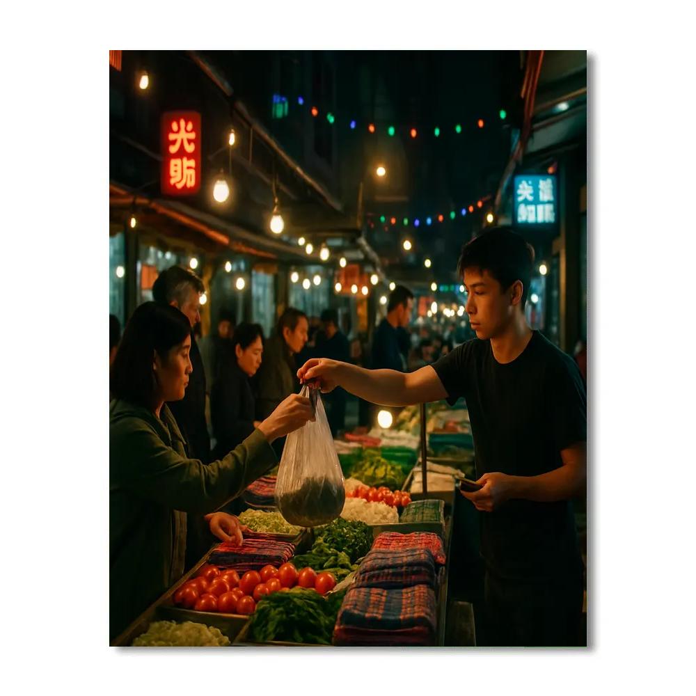 Black Friday Market Night Bazaar Numbered painting kits