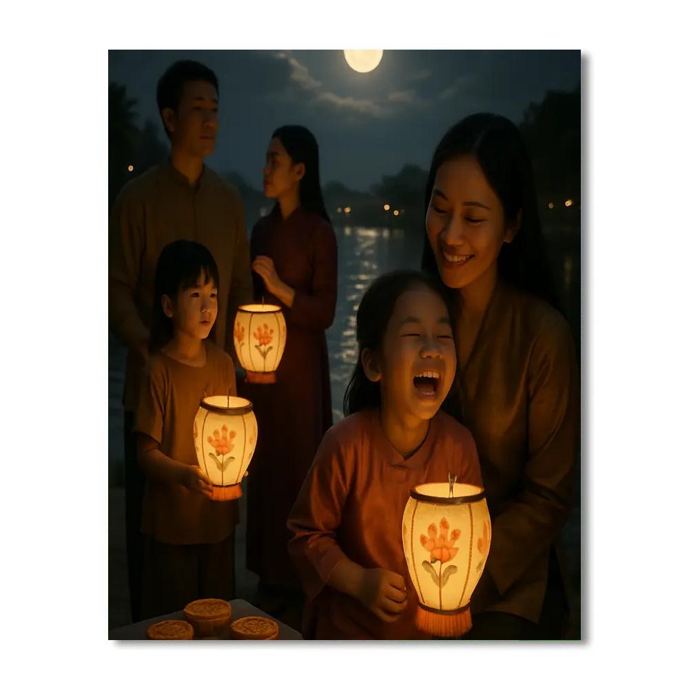 Harvest Moon Mid Autumn Lanterns painting number kit