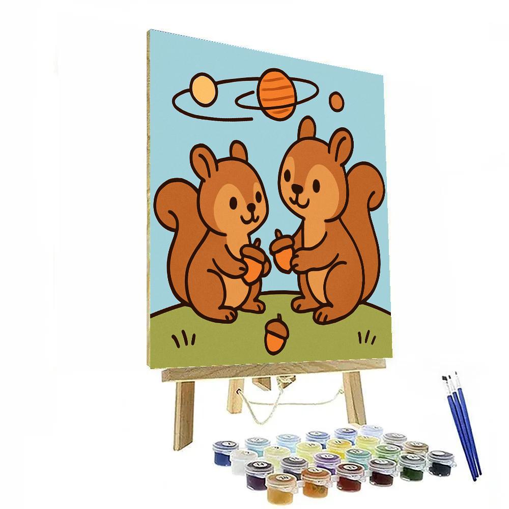 Orbiting Picnic Squirrels DIY paint by numbers