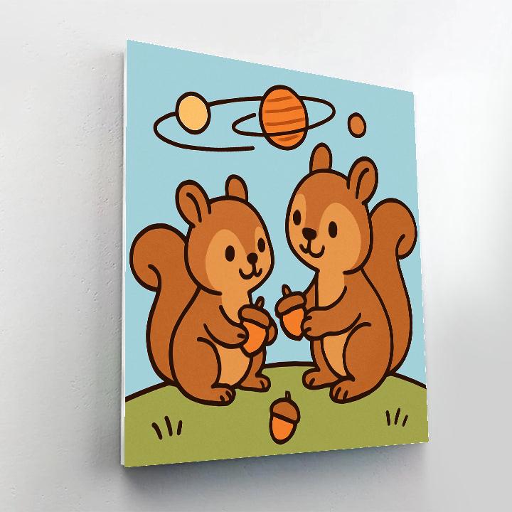 Orbiting Picnic Squirrels DIY paint by numbers