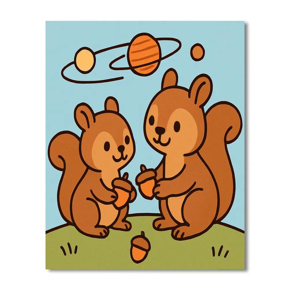 Orbiting Picnic Squirrels DIY paint by numbers