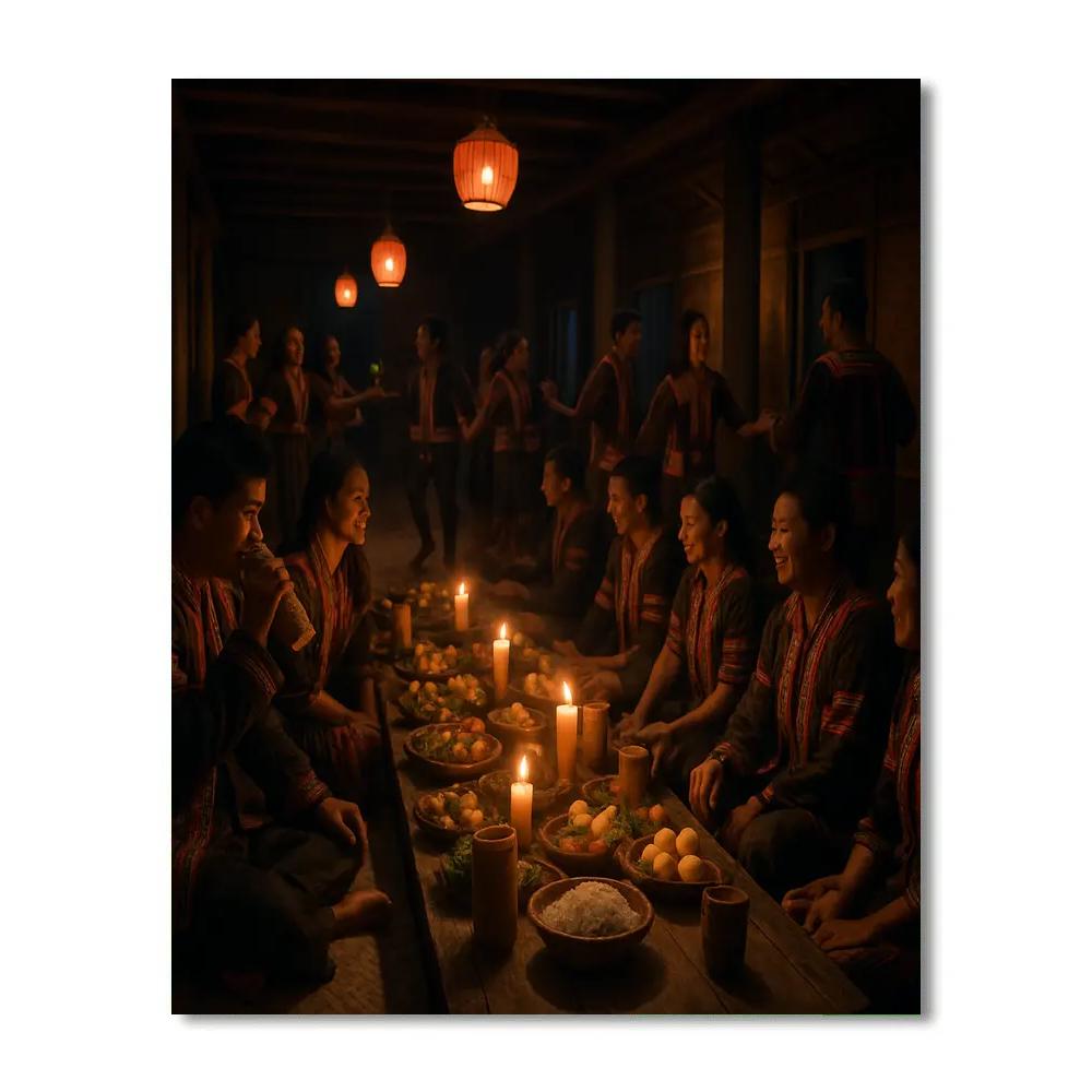 Gawai Harvest Festival Longhouse DIY paint by numbers