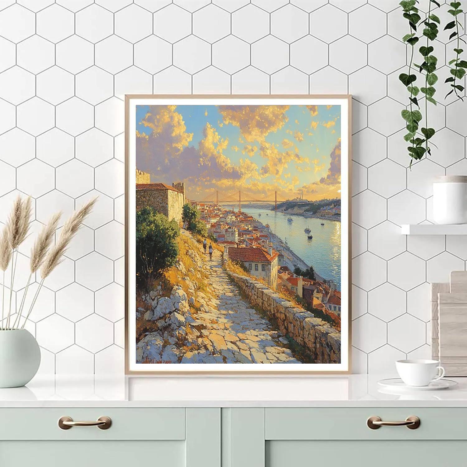 Castelo Hill Lisbon Viewpoint Portugal painting number kit