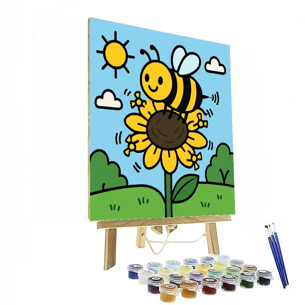 Sunflower Satellite Bee paint by numbers