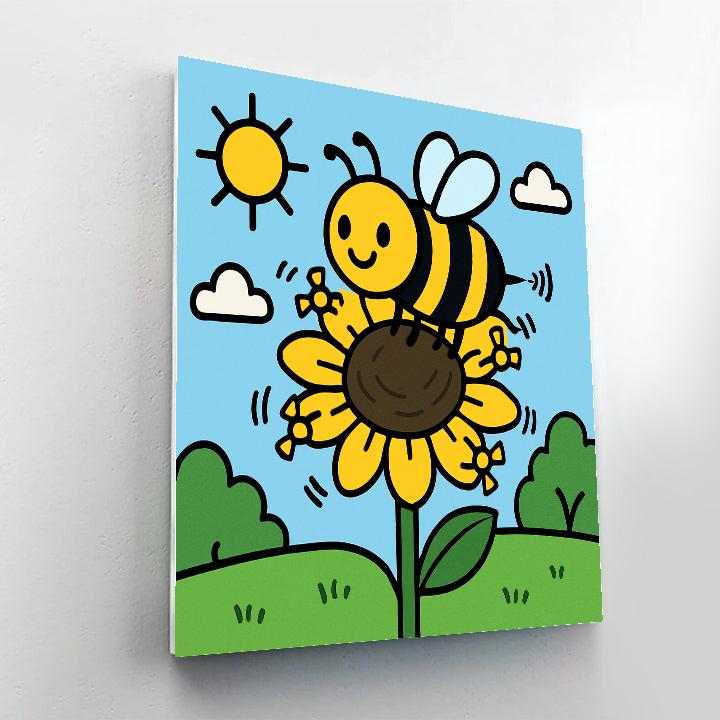 Sunflower Satellite Bee paint by numbers