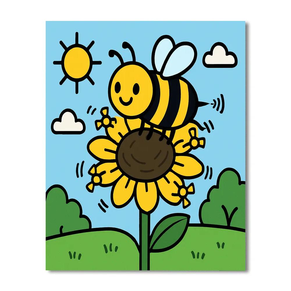 Sunflower Satellite Bee paint by numbers