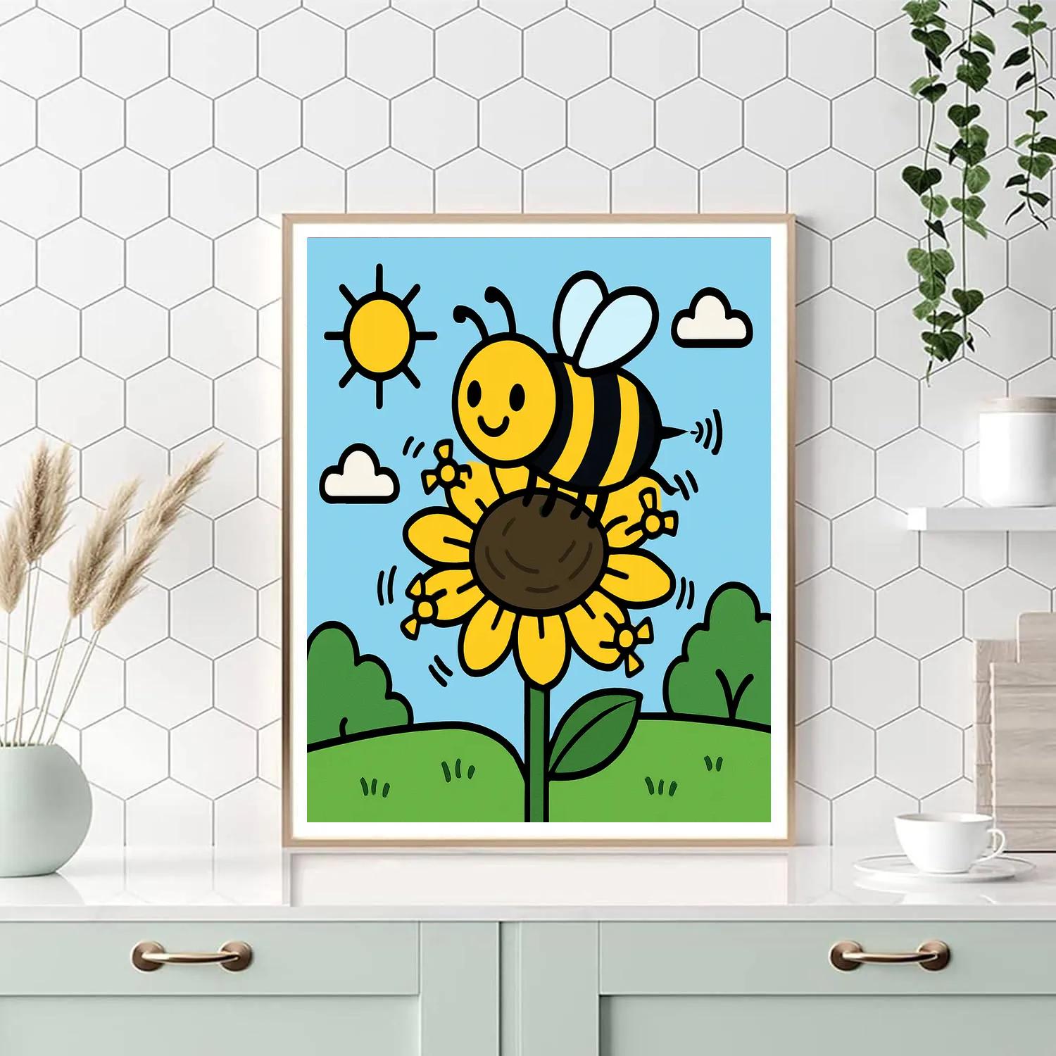 Sunflower Satellite Bee paint by numbers