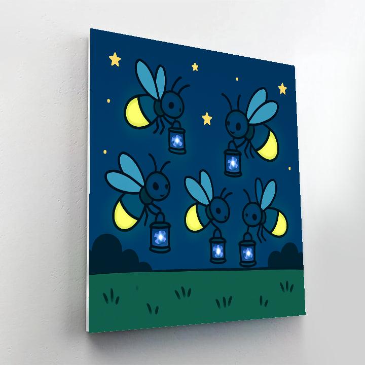 Galaxy Lantern Fireflies painting number kit