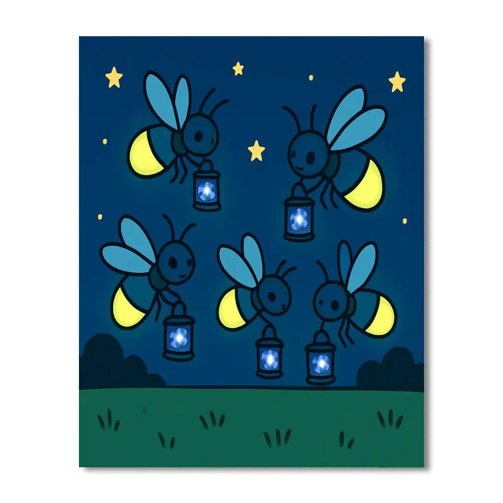 Galaxy Lantern Fireflies painting number kit