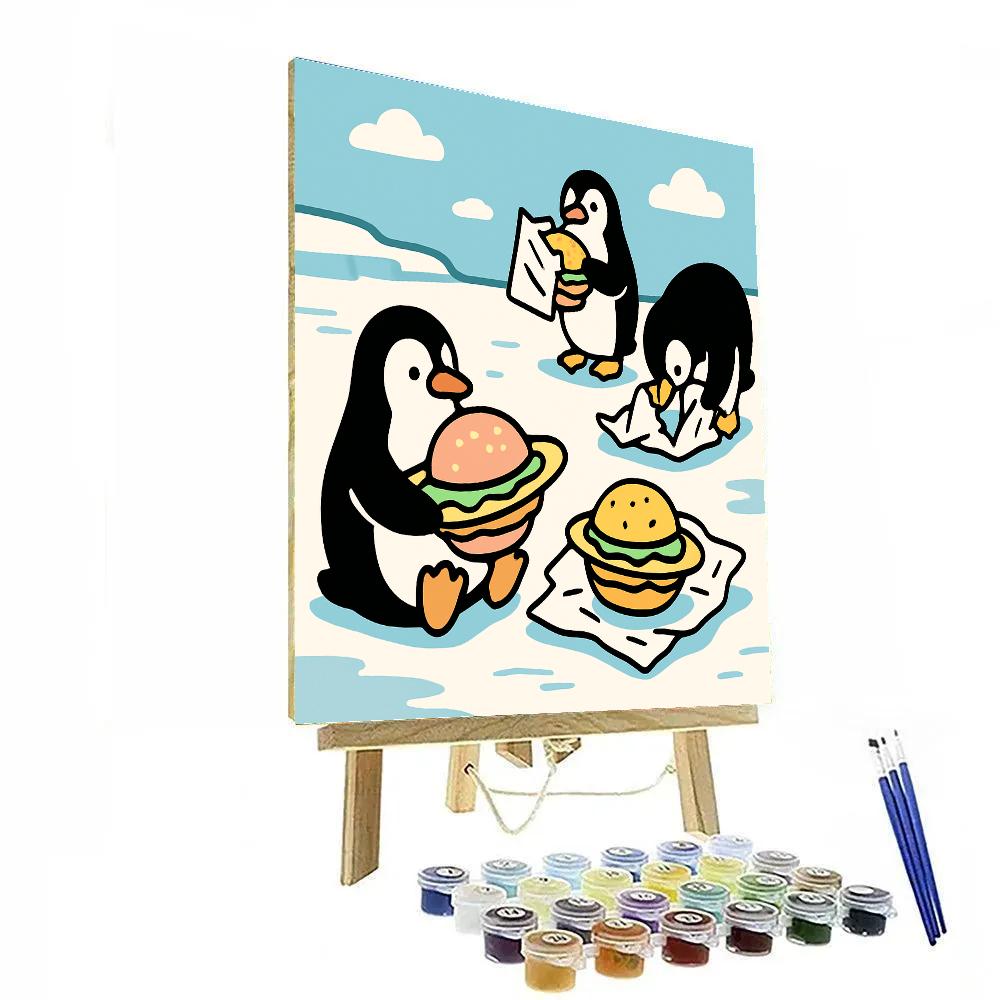 Planet Picnic Penguins Painting by numbers kit