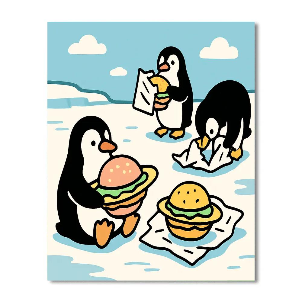 Planet Picnic Penguins Painting by numbers kit