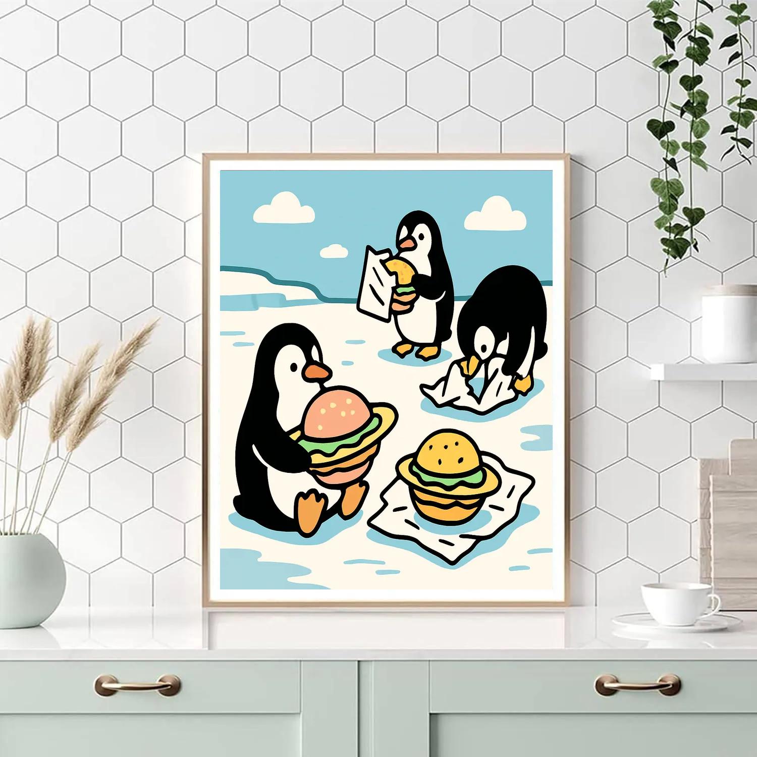 Planet Picnic Penguins Painting by numbers kit