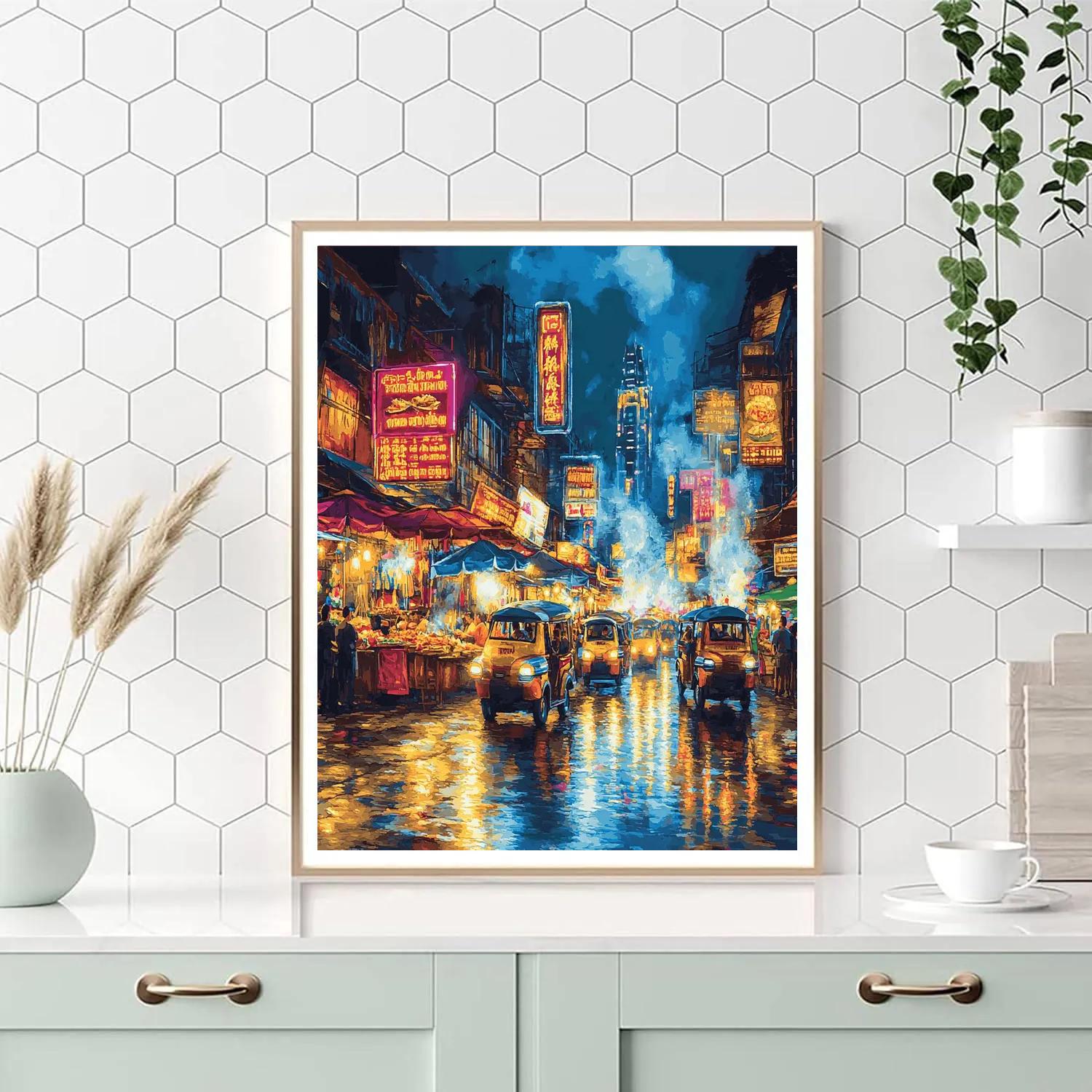 Khao San Road Evening Market Bangkok Thailand Number painting