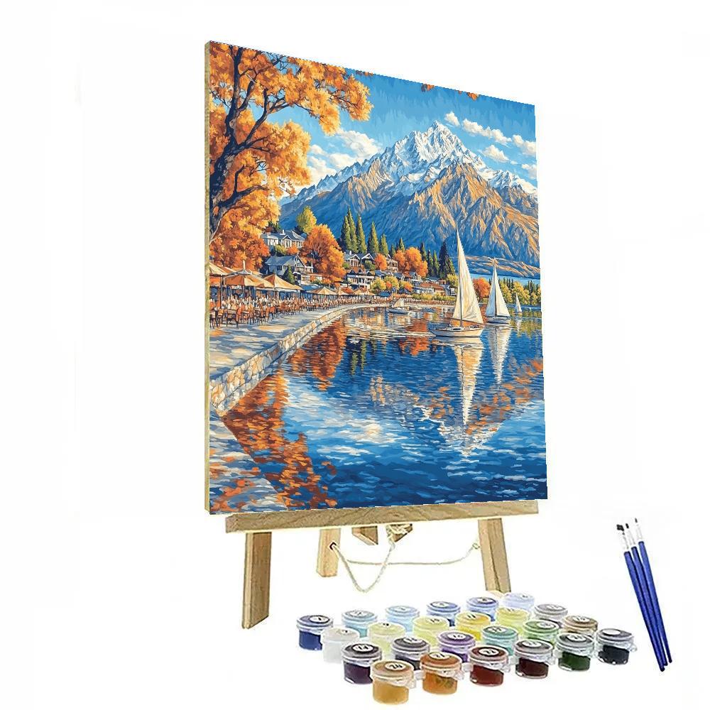 Queenstown Shoreline Remarkables View New Zealand paint by color