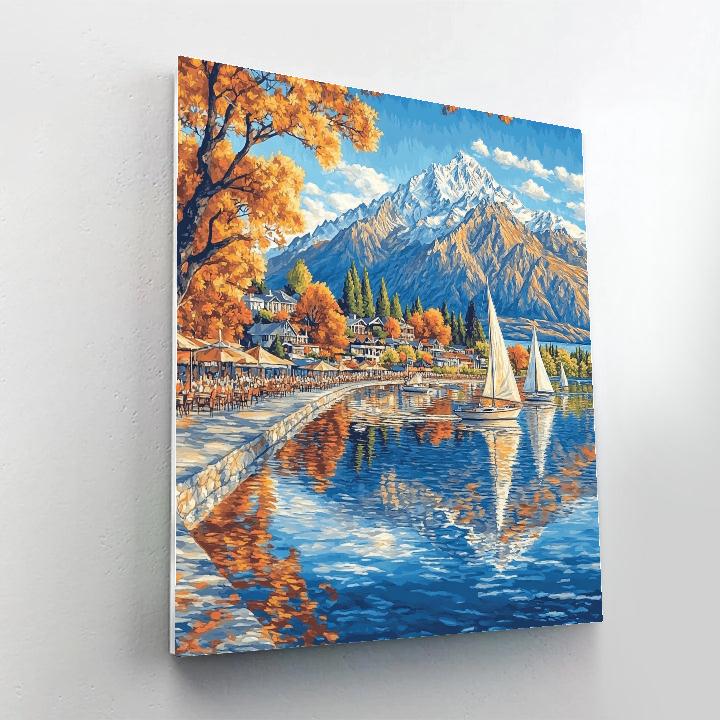 Queenstown Shoreline Remarkables View New Zealand paint by color