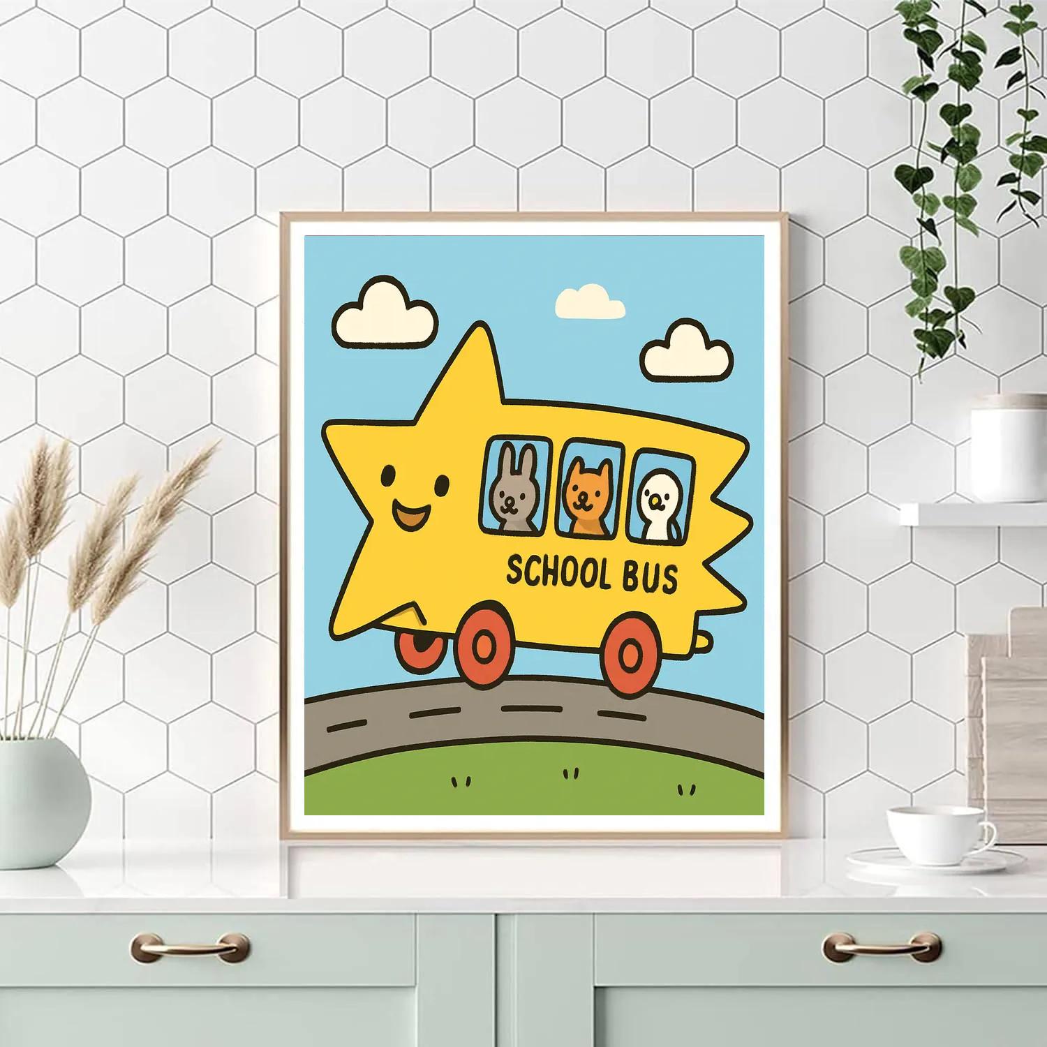 Starry School Bus Painting by numbers kit