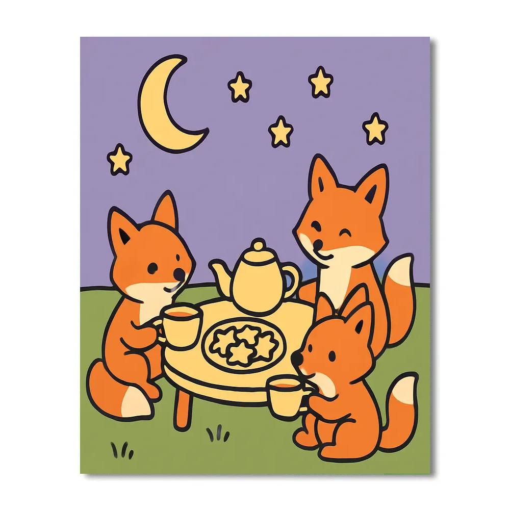 Twilight Tea Party Foxes Paint by numbers kits