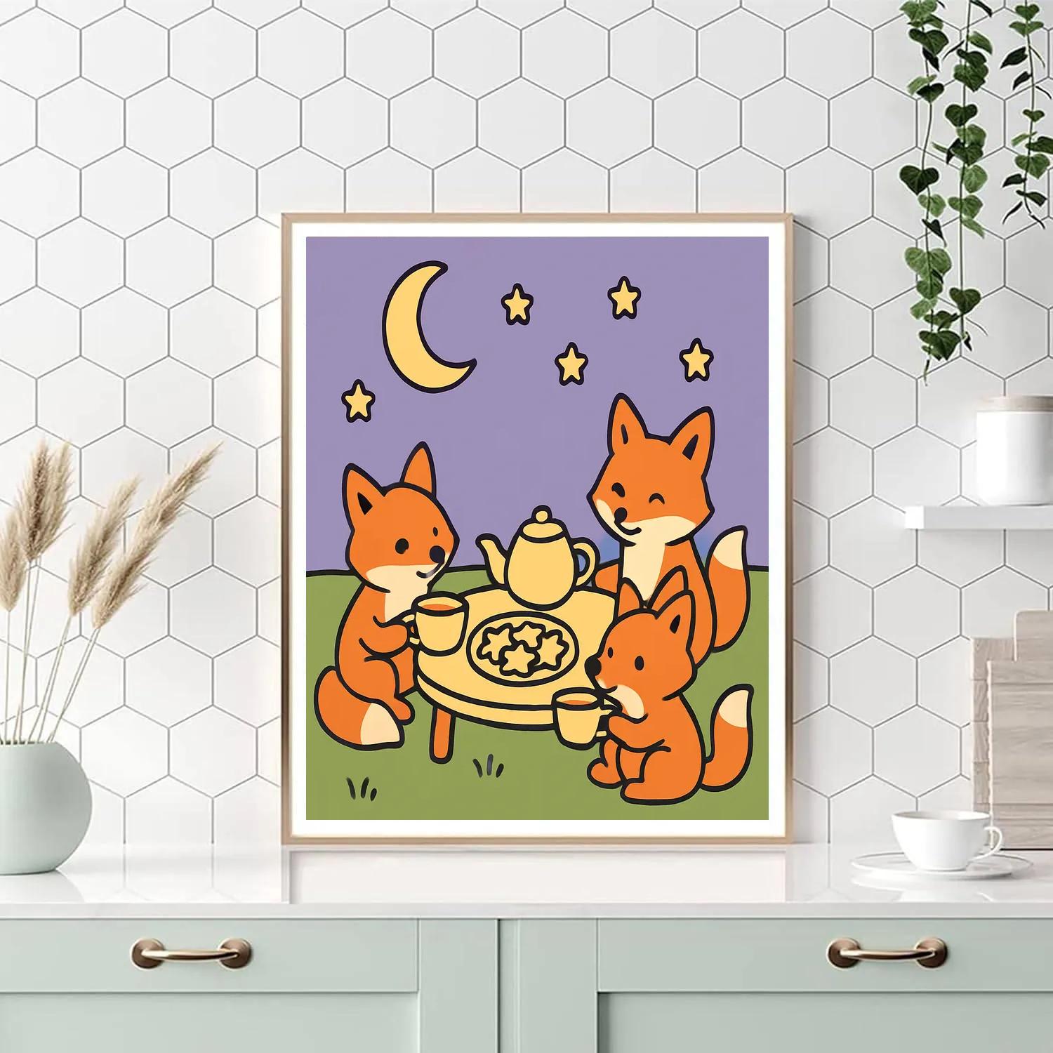 Twilight Tea Party Foxes Paint by numbers kits