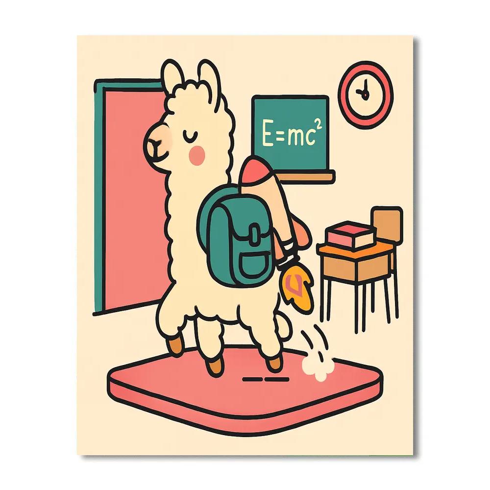 Rocket School Llama paint by number