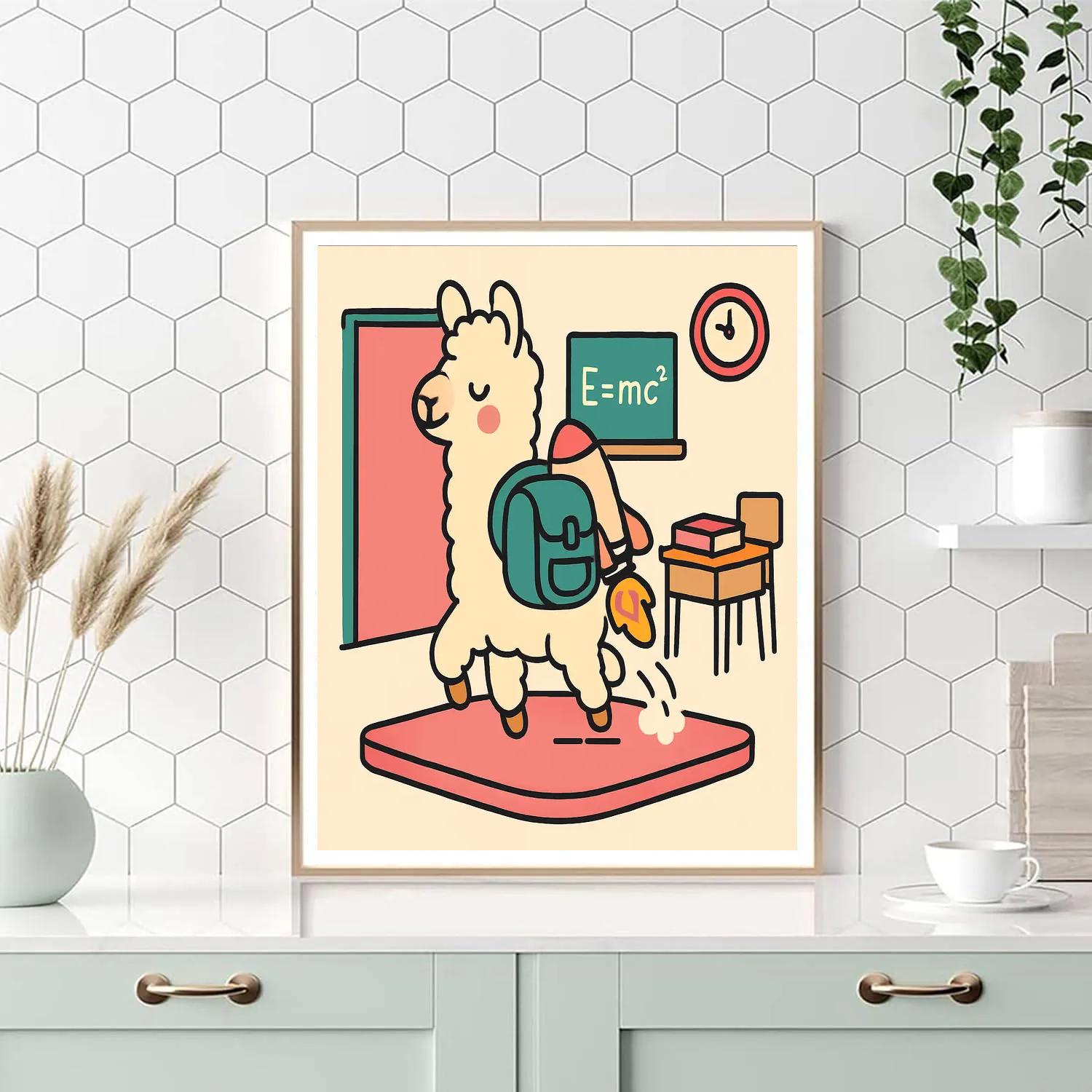 Rocket School Llama paint by number