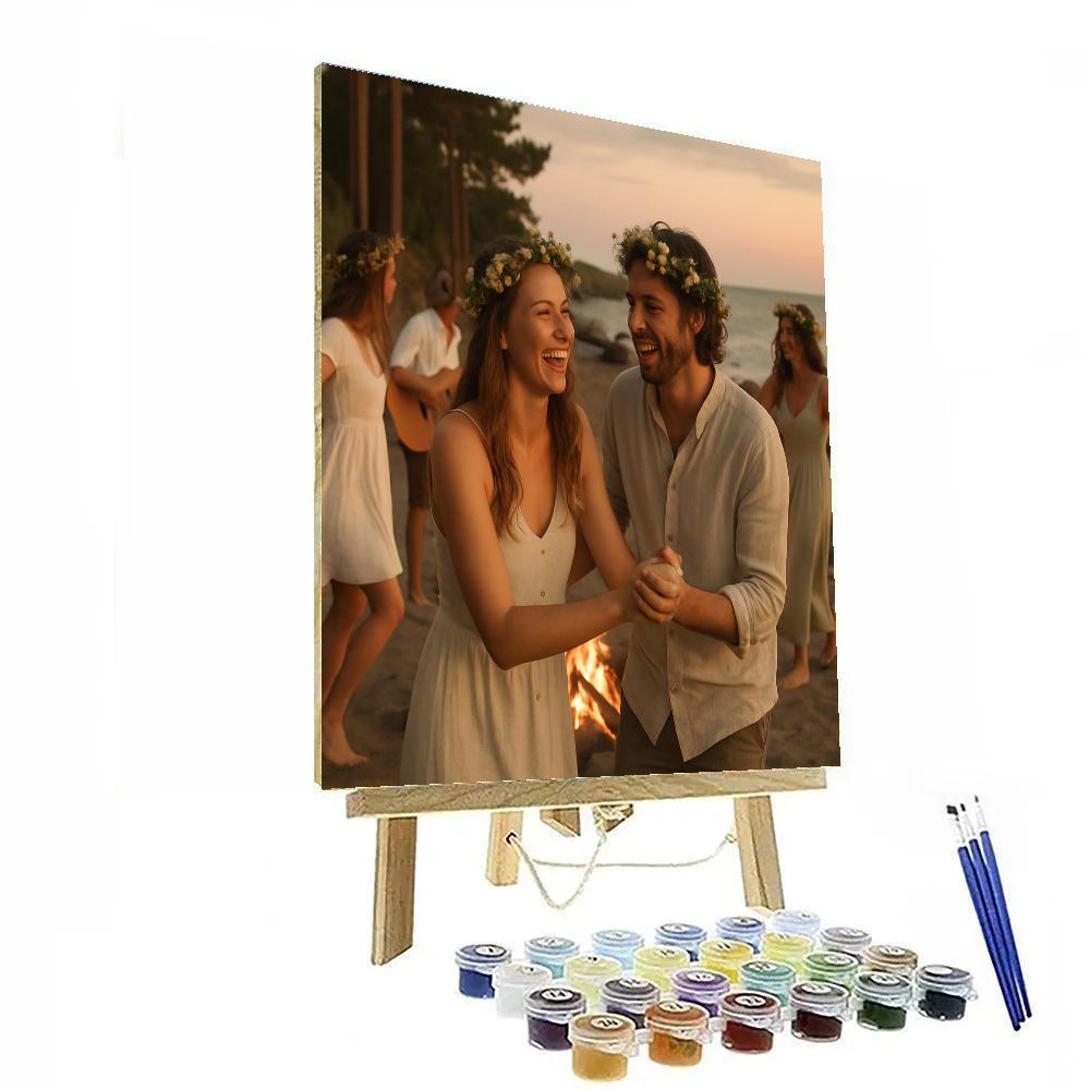 Midsummer Bonfires Scandinavian Coast painting number kit